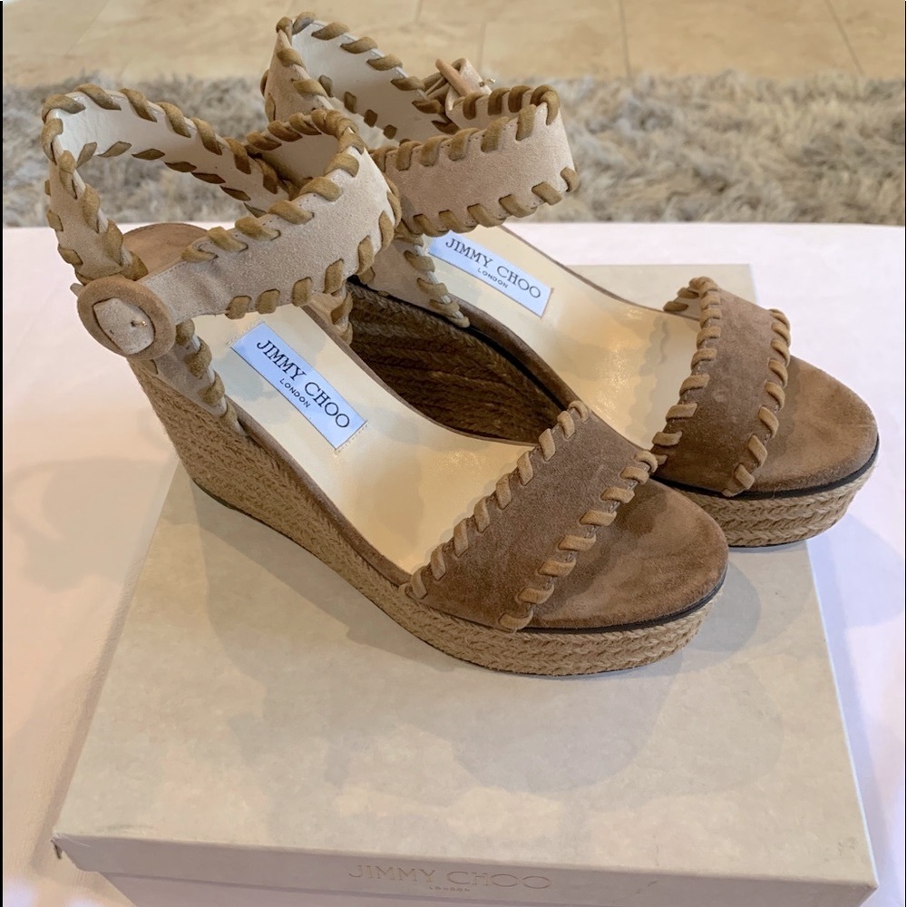 Authentic Jimmy Choo Abigail Whipstitched Wedge